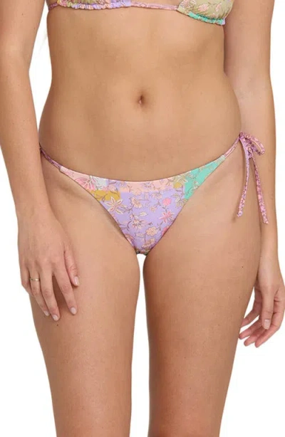 Billabong Dreamy Daze Reversible Tanga Side Tie Bikini Bottoms In Multi