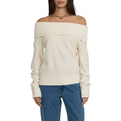 Billabong Drift Off Shoulder Sweater In Salt Crystal