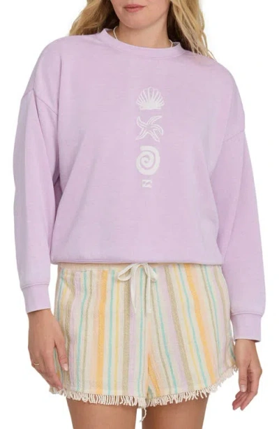 Billabong Echo Crew Fleece Graphic Sweatshirt In Purple
