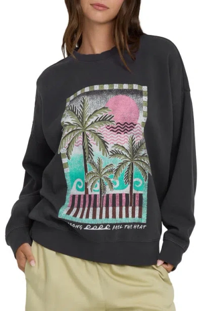 Billabong Echo Oversize Fleece Graphic Sweatshirt In Black