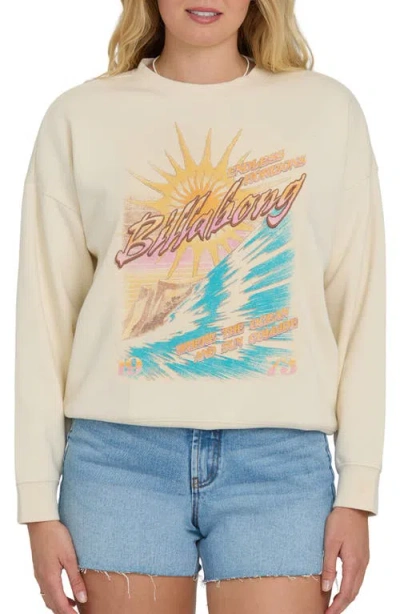 Billabong Echo Oversize Fleece Graphic Sweatshirt In Neutral
