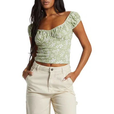 Billabong Ella Short Ca[ Sleeve Top In Avocado