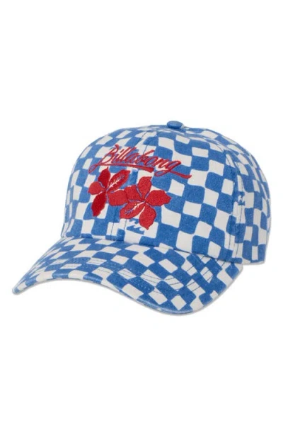Billabong Embroidered Checkerboard Twill Baseball Cap In Blue