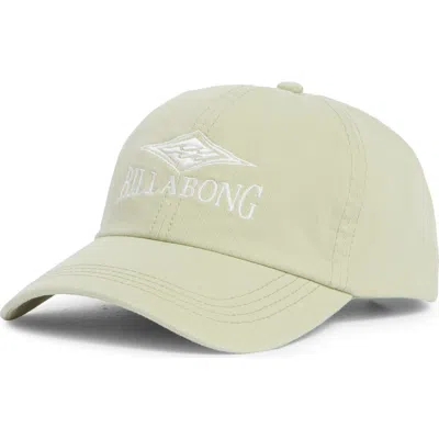 Billabong Embroidered Cotton Twill Baseball Cap In Pistachio