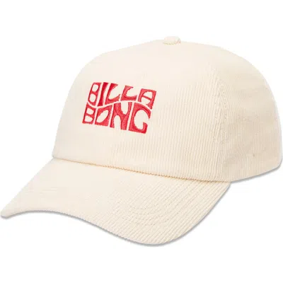 Billabong Embroidered Cotton Twill Baseball Cap In Whitecap