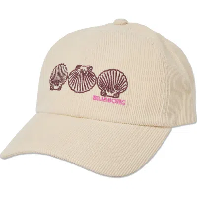 Billabong Embroidered Cotton Twill Baseball Cap In Winter White