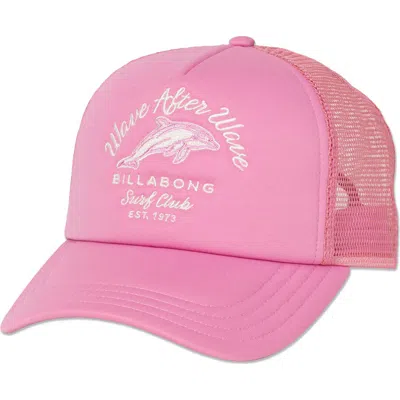 Billabong Embroidered Trucker Hat In Pink