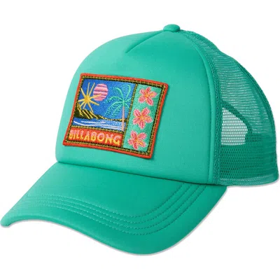 Billabong Embroidered Trucker Hat In Green