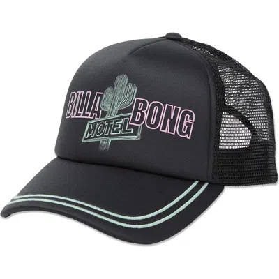 Billabong Embroidered Trucker Hat In Black