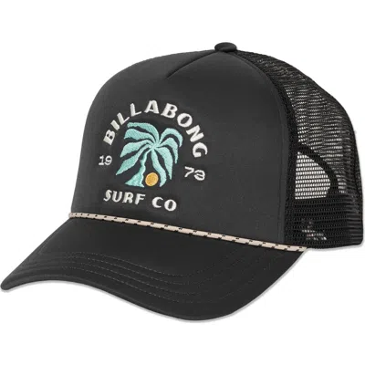 Billabong Embroidered Trucker Hat In Off Black