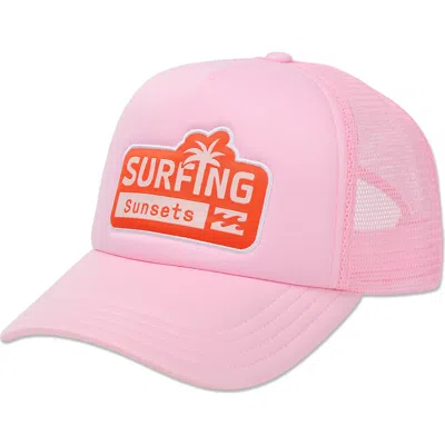 Billabong Embroidered Trucker Hat In Pink