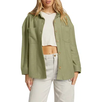 Billabong Everytime Button-up Shacket In Avocado