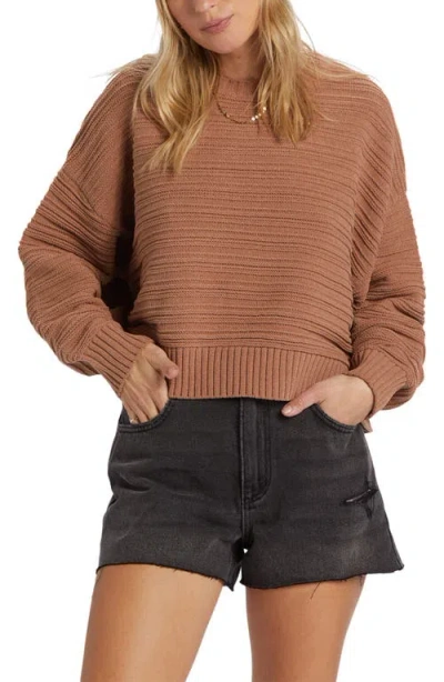 Billabong Evie Textured Crewneck Sweater In Shoreline