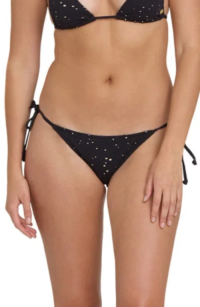 Billabong Eye On You Side Tie Bikini Bottoms In Black