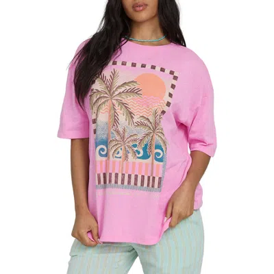 Billabong Feel The Heat Graphic Oversize Cotton T-shirt In Pink
