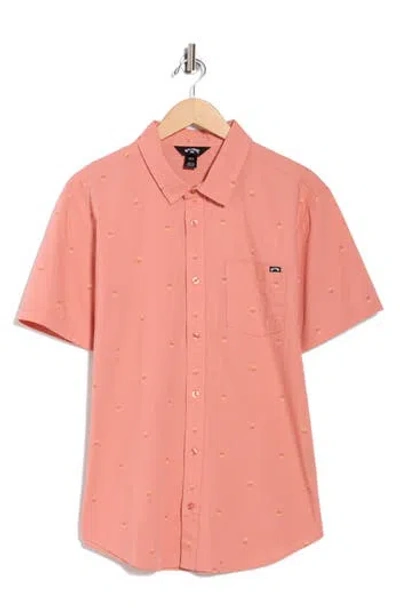 Billabong Fletch Relaxed Fit Short Sleeve Button-up Shirt In Pink