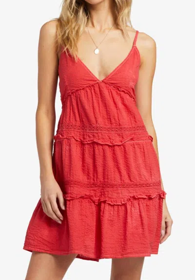 Billabong Float Away Mini Dress In Coral Red