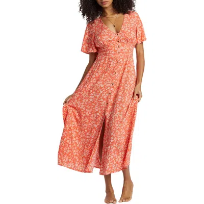Billabong Floral Dreamer Print Maxi Dress In Orange