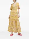 Billabong Floral-print Smocked Maxi Dress In Yellow