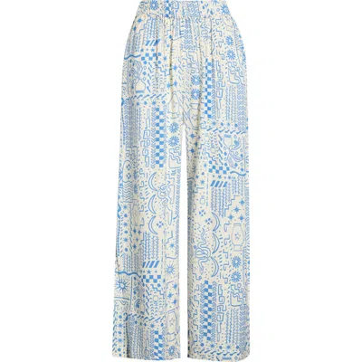 Billabong Follow Me Print Wide Leg Pants In Blue