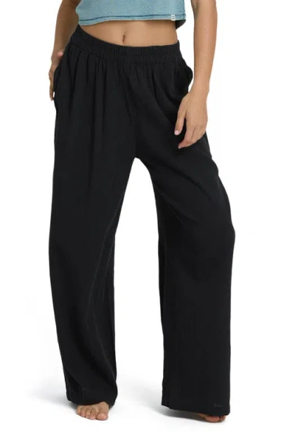 Billabong Follow Me Wide Leg Cotton Cover-up Pants In Black