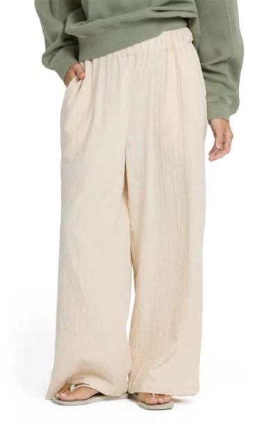 Billabong Follow Me Wide Leg Cotton Cover-up Pants In Neutral