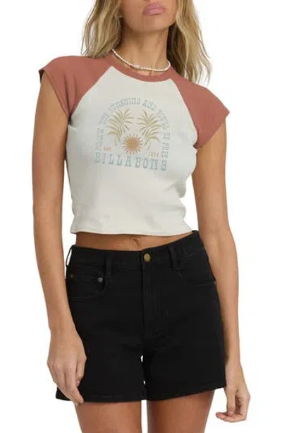 Billabong Forever Had Colorblock Cotton Graphic Baby Tee In Brown