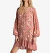 Billabong Free As Can Be Babydoll Dress In Rose Dawn In Brown