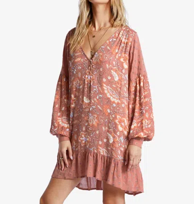 Billabong Free As Can Be Babydoll Dress In Rose Dawn In Brown