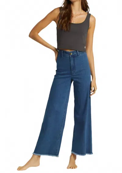 Billabong Free Fall Fray Hem Stretch Wide Leg Jeans In Oceana Blue