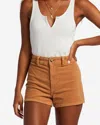 Billabong Free Fall High-waisted Corduroy Shorts In Brown In Brown