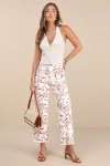 Billabong Free Fall Ivory Floral Twill High-rise Wide-leg Pants