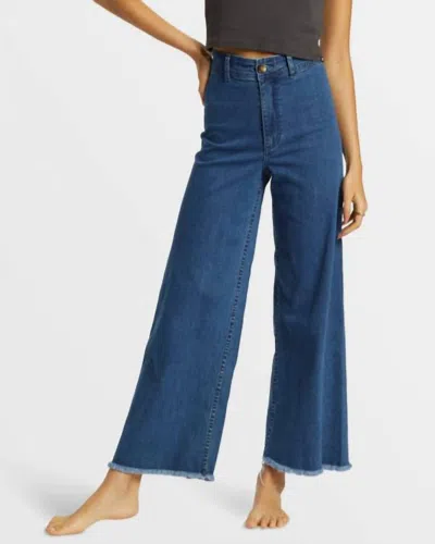 Billabong Free Fall Fray Hem Stretch Wide Leg Jeans In Oceana Blue