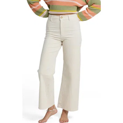Billabong Free Fall Mid Rise Wide Leg Twill Pants In Metallic
