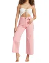 Billabong Free Fall Wide Leg Denim Trouser In Flamingo In Pink