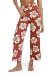 Billabong Free Fall Print Wide Leg Twill Pants In Brown