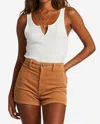 Billabong Free Fall High-waisted Corduroy Shorts In Brown