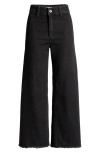Billabong Free Fall Stretch Crop Wide Leg Jeans In Black Rinse