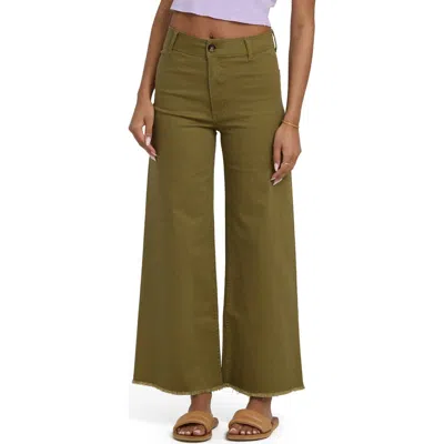 Billabong Free Fall Stretch Crop Wide Leg Pants In Green