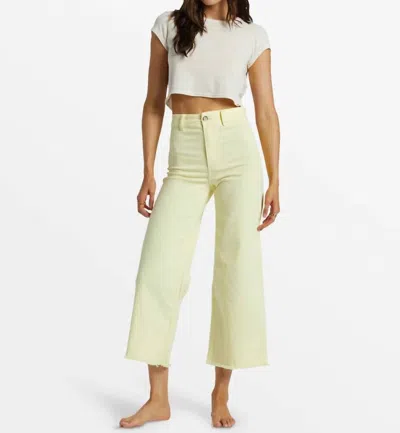 Billabong Free Fall Stretch Crop Wide Leg Pants In Yellow