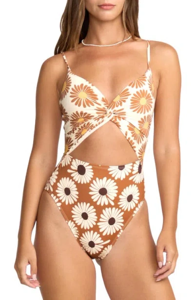 Billabong Fresh Daze Mika Cutout One-piece Swimsuit In Brown