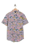Billabong Frond Short Sleeve Cotton Button-up Shirt In Purple
