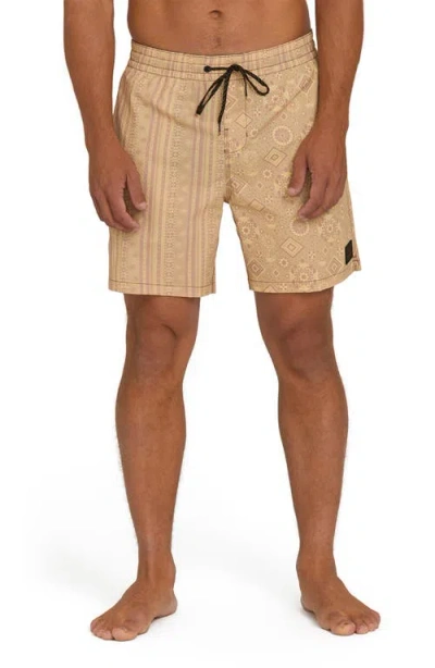 Billabong Garage Layback Swim Trunks In Brown