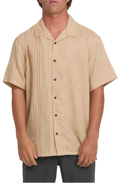 Billabong Garage Nashua Geo Pattern Cotton Camp Shirt In Brown