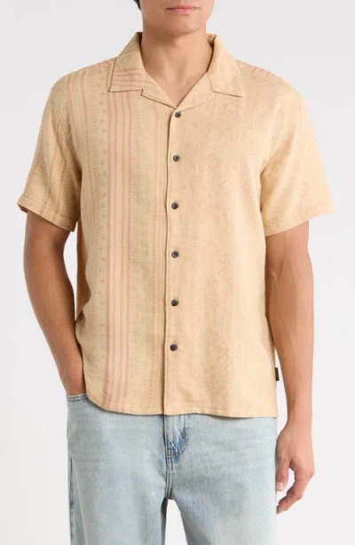 Billabong Garage Nashua Stripe Jacquard Cotton Button-up Camp Shirt In Brown