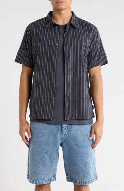 Billabong Garage Sandon Stripe Jacquard Cotton Camp Shirt In Blue