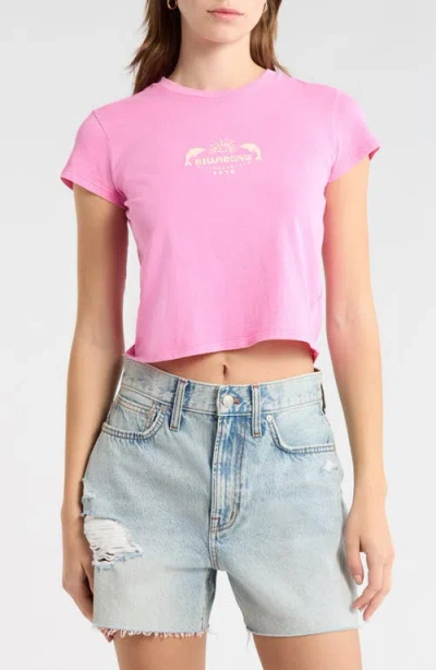 Billabong Getting There Soon Crop Graphic T-shirt In Pink