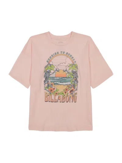 Billabong Kids' Girl's Parasdise Frame Graphic T-shirt In Feeling Peach