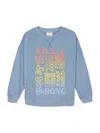 Billabong Girl's Wood Block Logo Crewneck Sweatshirt In Blue Shadow