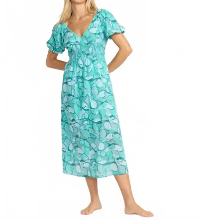 Billabong Go Coastal Puff Sleeve Midi Dress In Blue